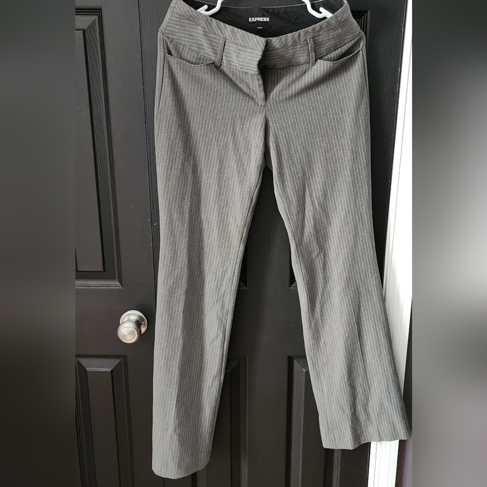 Express Women's Gray Pinstripe Flare Pants